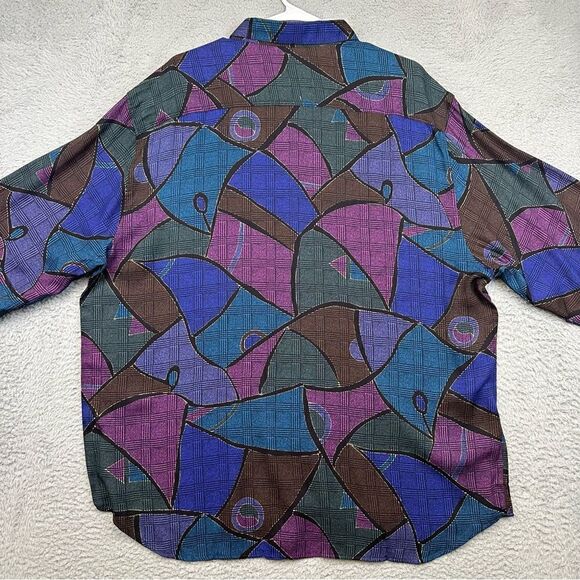 Mondo‎ Di Marco Shirt Mens 1X Big Colorful Abstract Disco Funky Rayon Italy NEW - Picture 6 of 16